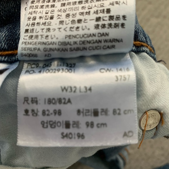 Levi’s 512 SLIM TAPER FIT MEN'S JEANS 32W 34L Dark Wash, worn and torn look - Picture 7 of 7